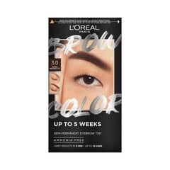 Краска для бровей L'Oréal Paris Brow Color Semi-permanent, 3.0 Темный брюнет цена и информация | Тушь, средства для роста ресниц, тени для век, карандаши для глаз | 220.lv