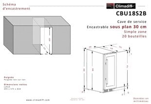 Climadiff CBU20S2B cena un informācija | Vīna ledusskapji | 220.lv