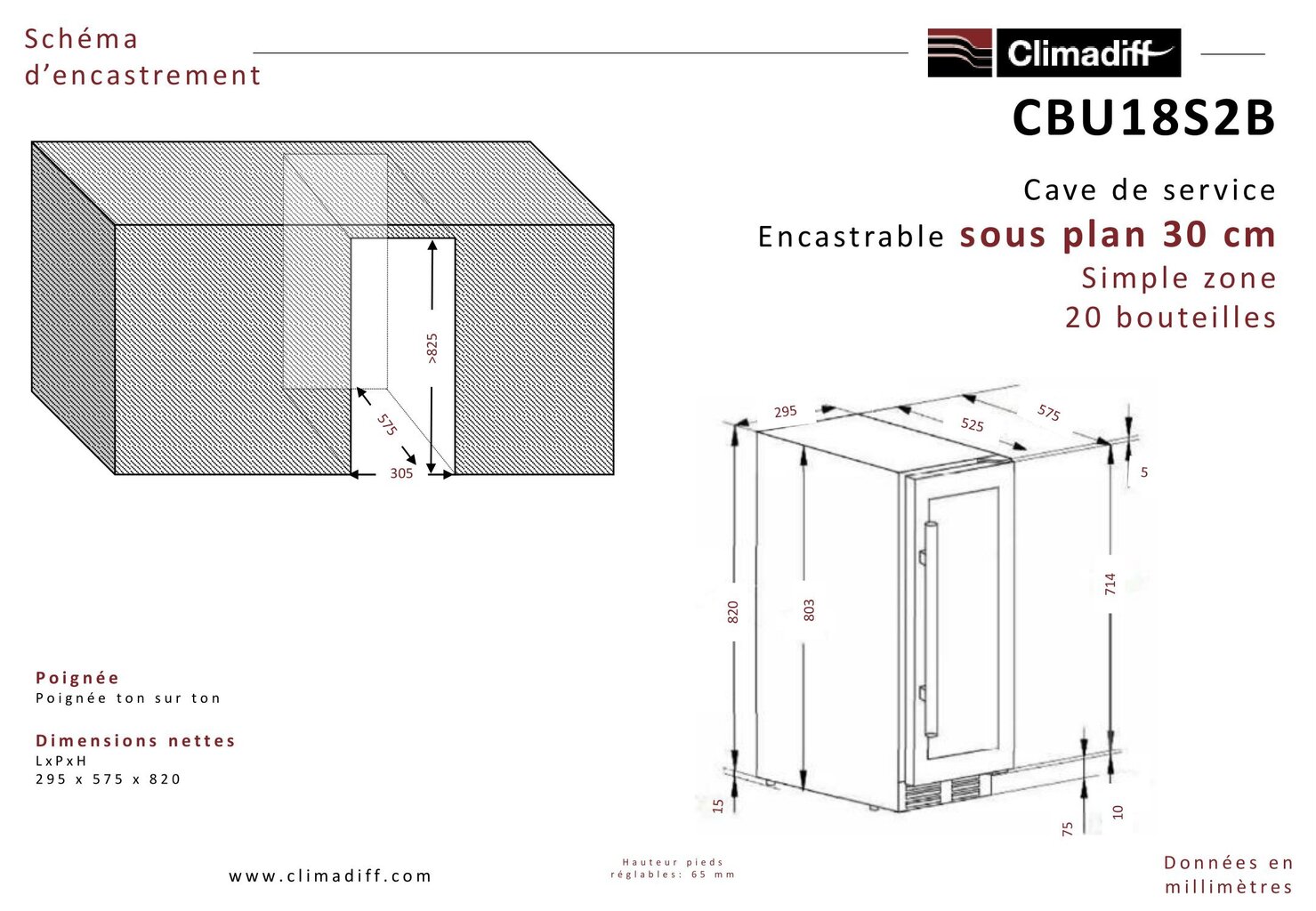 Climadiff CBU20S2B цена и информация | Vīna ledusskapji | 220.lv