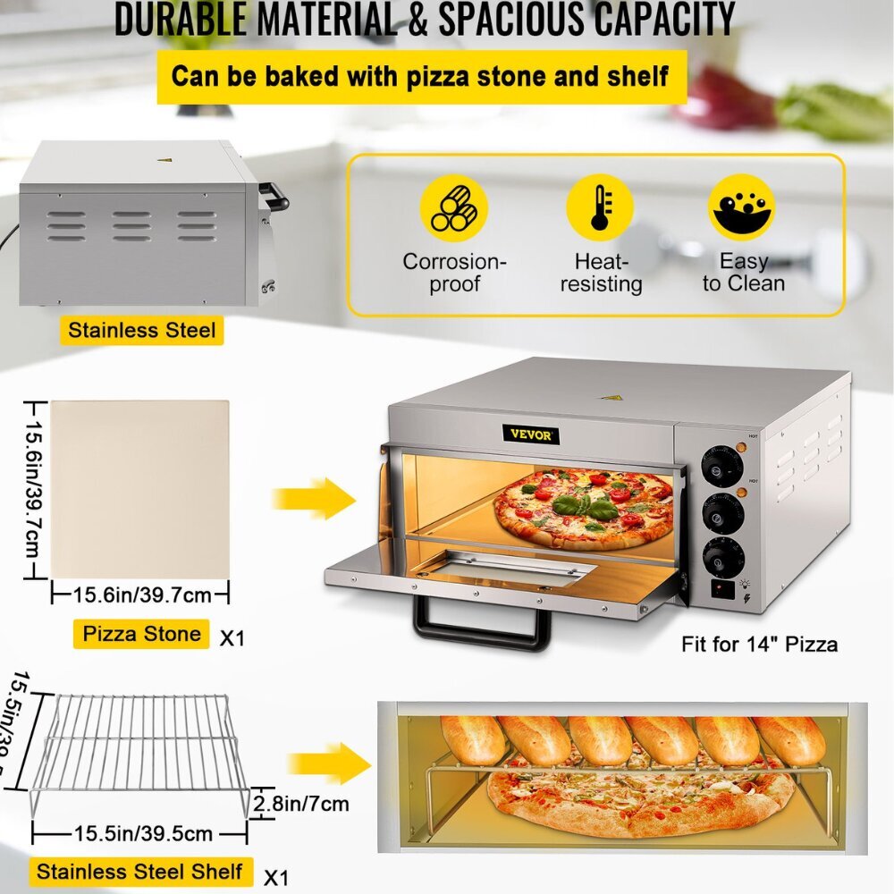 Переносная печь для пиццы Vevor, 2000 Вт цена | 220.lv