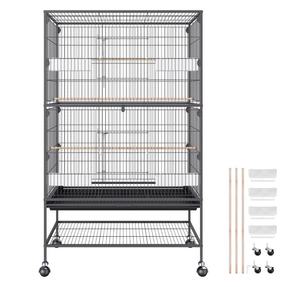 Putnu būris Vevor, 79x51x132 cm, melns cena un informācija | Putnu būri un barotavas | 220.lv