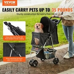 Kоляска для домашних животных Vevor, 83x45x99 см, черный, 16 кг цена и информация | Переноски, сумки | 220.lv