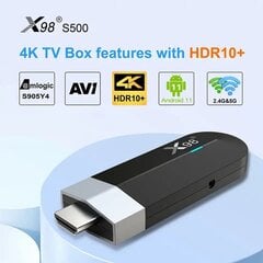Riff X98 S500 Mini TV Stick SmartBox Android 11 Amlogic S905Y4 Quad Core AV1 HDR10+ 4K 60fps 5G Wifi 4GB+32GB цена и информация | Аксессуары для телевизоров и Smart TV | 220.lv