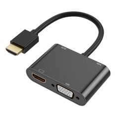 Riff Адаптер Dual display 4K HDMI на HDMI + VGA + разъем 3,5 мм + micro USB (0,25 м) цена и информация | Кабели и провода | 220.lv