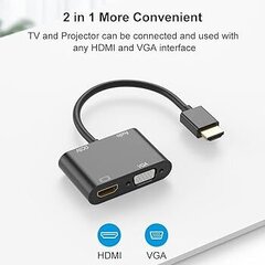 Riff Адаптер Dual display 4K HDMI на HDMI + VGA + разъем 3,5 мм + micro USB (0,25 м) цена и информация | Кабели и провода | 220.lv