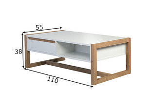 Журнальный стол Daktoa матовый белый/дуб цена и информация | Журнальные столики | 220.lv