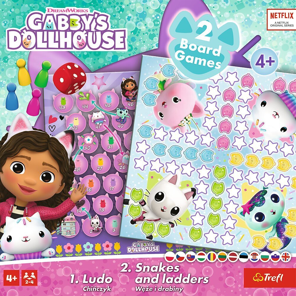 Gabby’s Dollhouse galda spēle 2 vienā Trefl цена и информация | Galda spēles | 220.lv