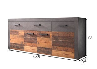 Kumode Trendteam Indy, 178x40x77 cm, pelēka cena un informācija | Priekšnama skapīši | 220.lv