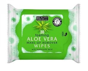 Salvetes grima noņemšanai ar alveju un hialuronskābi Beauty Formulas, 30 gab. cena un informācija | Sejas ādas kopšana | 220.lv