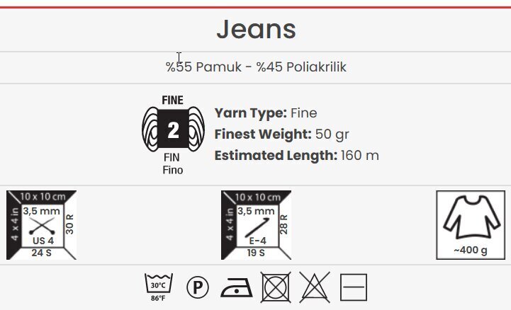 Adīšanas dzijam YarnArt Jeans, 50g цена и информация | Adīšana | 220.lv