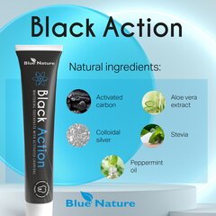 Balinoša zobu pasta ar aktivēto ogli un koloidālo sudrabu Alinco, Black Action Blue Nature, 50 ml cena un informācija | Zobu pastas, birstes | 220.lv