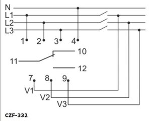 CZF-332, fāzes zudumu sensors ar kontaktu uzraudzību cena un informācija | Elektrības slēdži, rozetes | 220.lv