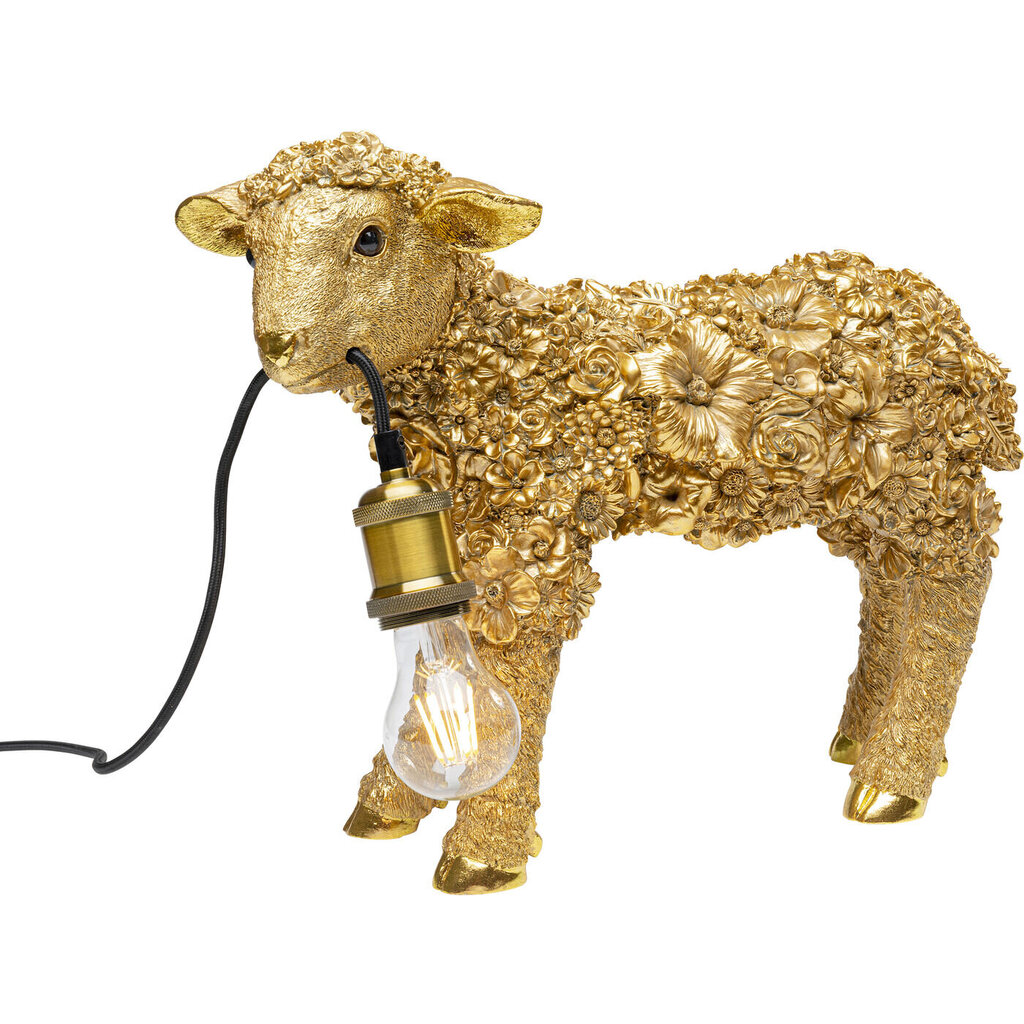 Galda lampa Animal Flower Sheep Gold 36cm cena un informācija | Galda lampas | 220.lv