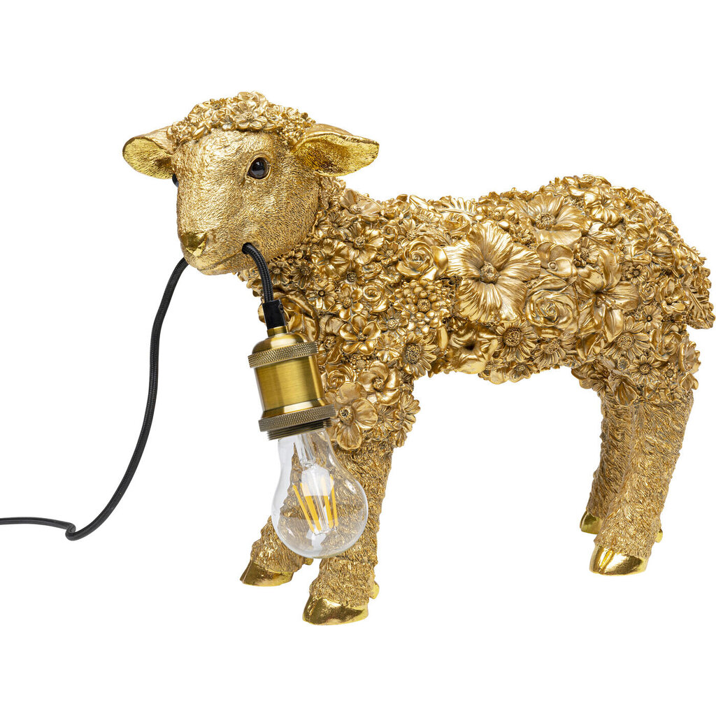 Galda lampa Animal Flower Sheep Gold 36cm cena un informācija | Galda lampas | 220.lv