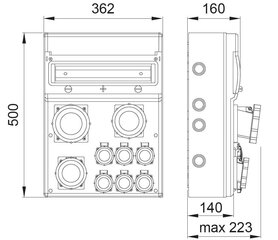 MAX BOX-16S 1x63A/5P sadales skapis, bez iesk. L/P IP65 - B.MAX-16S-7 cena un informācija | Elektrības slēdži, rozetes | 220.lv