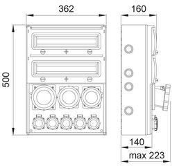 MAX BOX-32S sadales iekārta 2x32A/5P, 2x16A/5P, 2x230V IP65 - B.MAX-32S-3 cena un informācija | Elektrības slēdži, rozetes | 220.lv