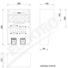 LIDO 12S 16A/5P 32A/5P 2x250V резиновый распределительный щит цена и информация | Электрические выключатели, розетки | 220.lv