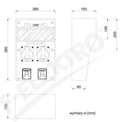 Резиновый распределительный щит LIDO 12S 2x32A/5P 2x250V цена и информация | Электрические выключатели, розетки | 220.lv