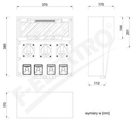 Резиновый распределительный щит LIDO 18S 3x16A/5P 4x250V цена и информация | Электрические выключатели, розетки | 220.lv