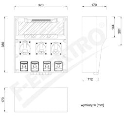 Резиновый распределительный щит LIDO 18S 2x16A/5P 32A/5P 4x250V цена и информация | Электрические выключатели, розетки | 220.lv