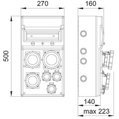 MAX BOX-11S 1x32A/5P, 1x16A/5P, 4x230V IP65 sadales iekārta - B.MAX-11S-2 cena un informācija | Elektrības slēdži, rozetes | 220.lv