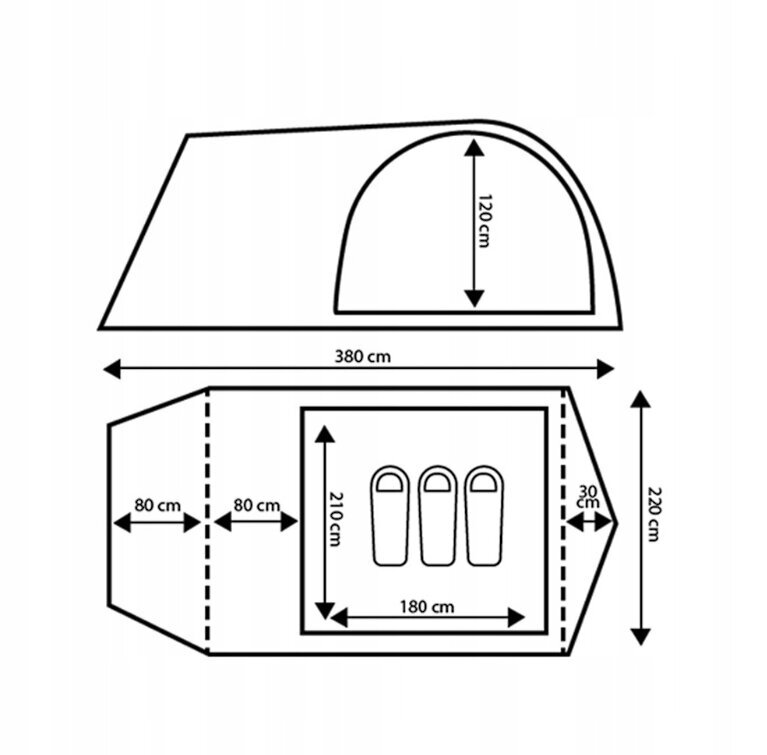 Trīsvietīgā telts Peme Taurus 3 cena un informācija | Teltis | 220.lv
