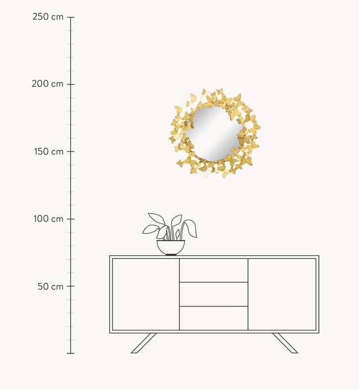Sienas spogulis Butterfly, zelta cena un informācija | Spoguļi | 220.lv