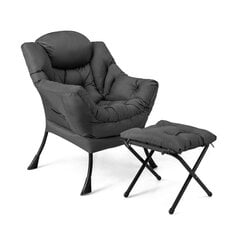 Dzīvojamās istabas krēsls ar kāju balstu Costway, pelēks cena un informācija | Atpūtas krēsli | 220.lv