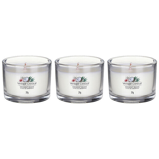 Yankee Candle Votive sveču komplekts Coconut Beach stiklā 3 x 37 g цена и информация | Sveces un svečturi | 220.lv