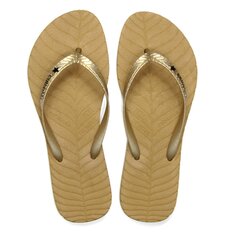 Cubanas Nature zelta krāsas sieviešu flip flops цена и информация | Шлепанцы, тапочки для женщин | 220.lv