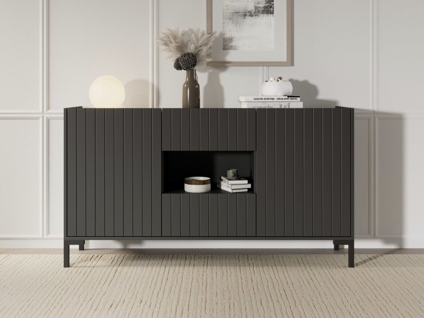 Kumode Adrk Furniture Larista, melna цена и информация | Kumodes | 220.lv