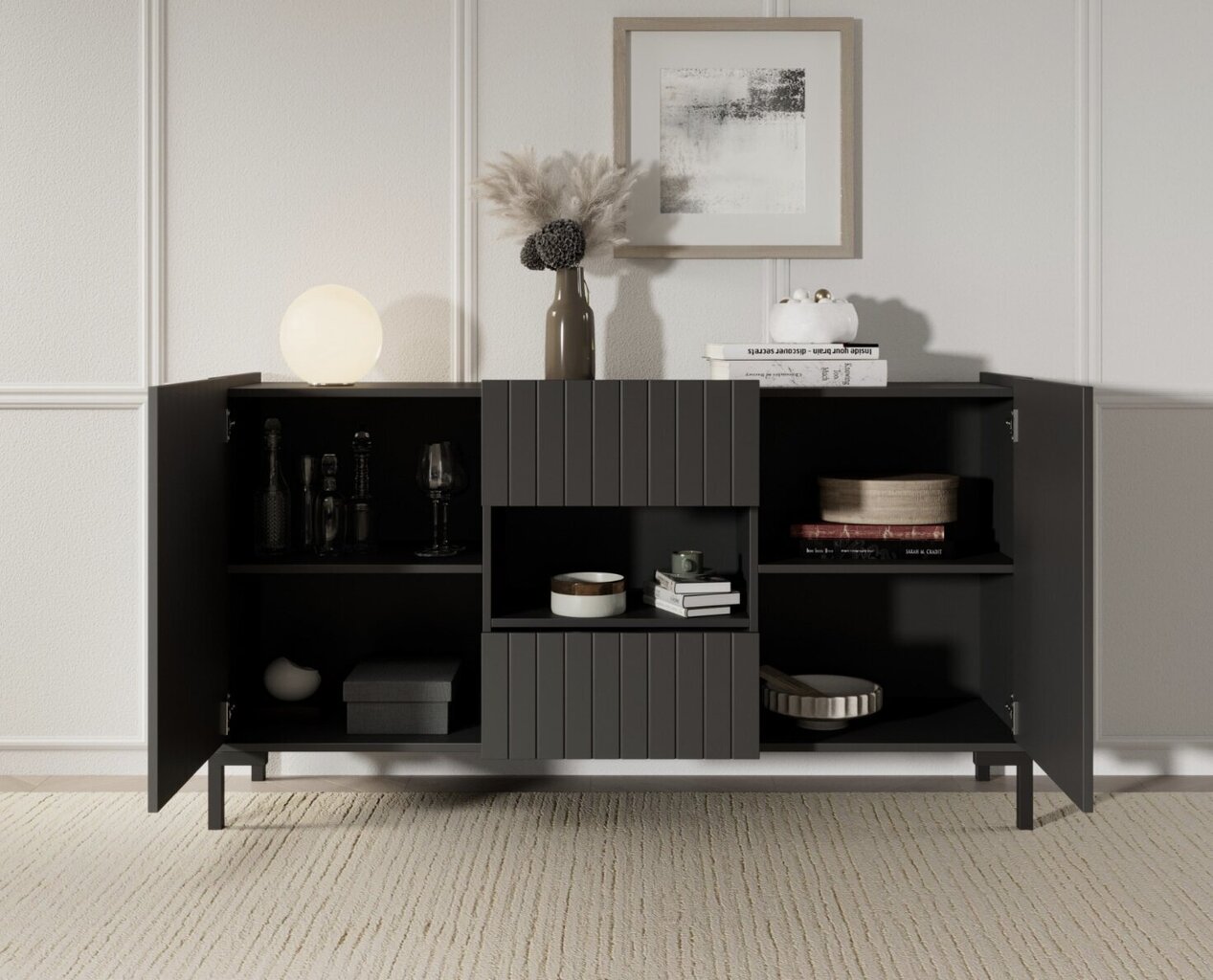 Kumode Adrk Furniture Larista, melna цена и информация | Kumodes | 220.lv