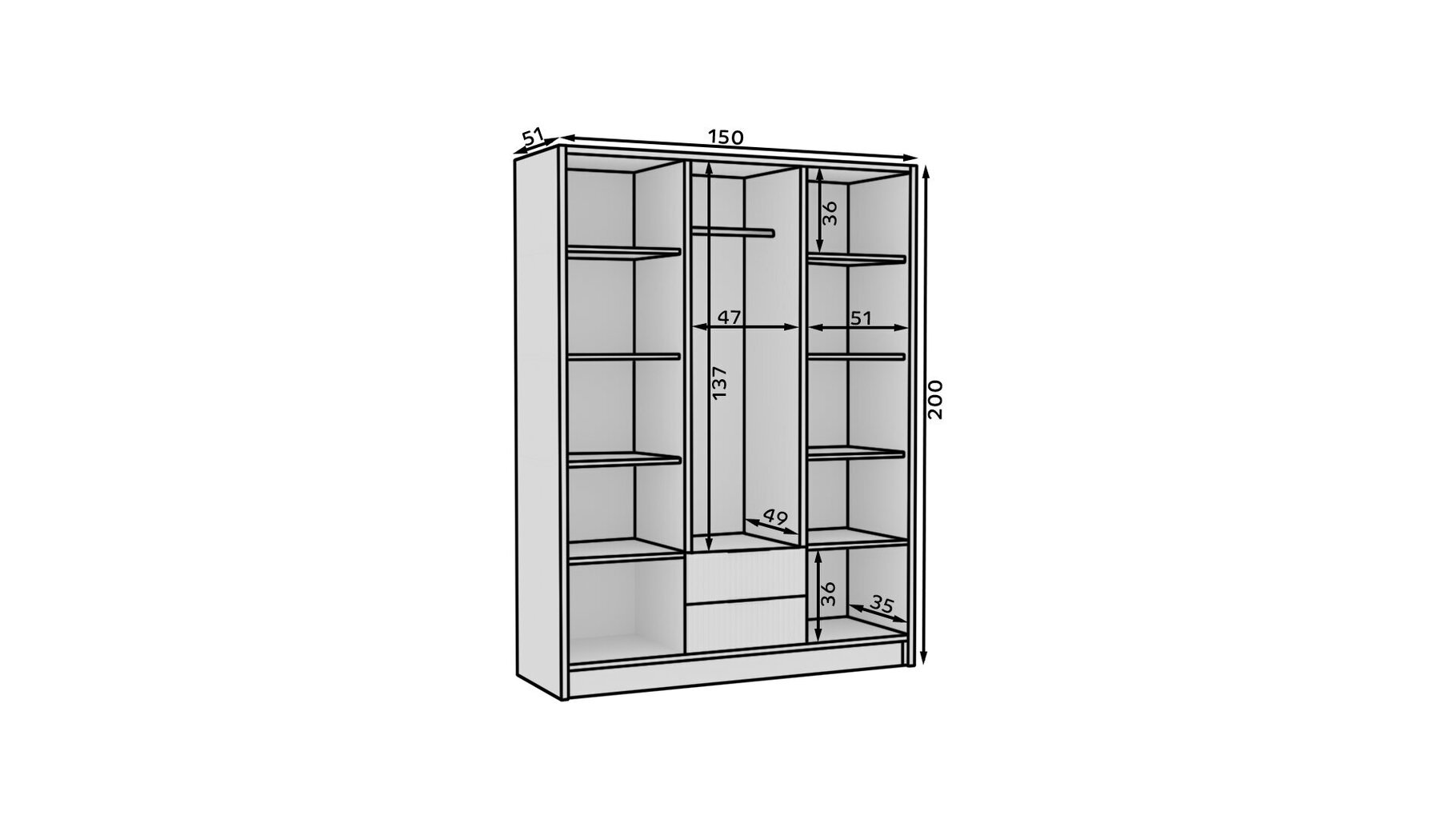 Skapis Norel 150, balts цена и информация | Skapji | 220.lv