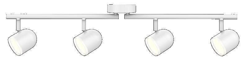 Pārvietojams sienas un griestu gaismeklis, balts RAWI 4 - 318336 cena un informācija | Griestu lampas | 220.lv