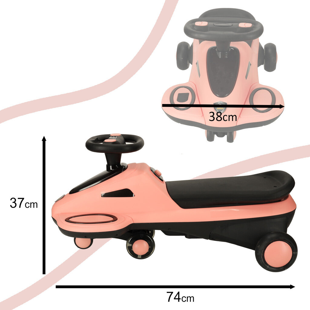 Šūpojošs auto ar Led un mūziku, rozā cena un informācija | Rotaļlietas zīdaiņiem | 220.lv