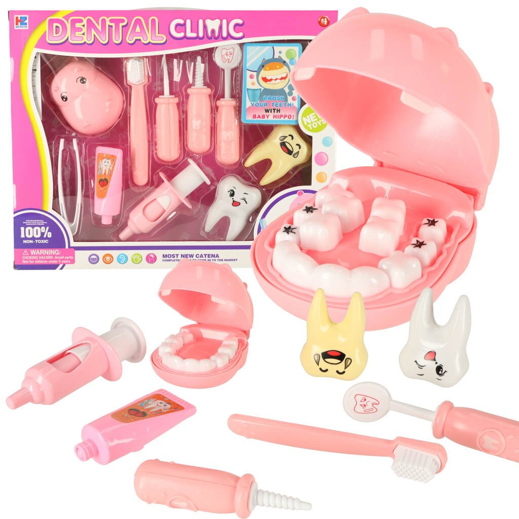 Zobārsta komplekts bērniem Hippo, rozā cena un informācija | Attīstošās rotaļlietas | 220.lv