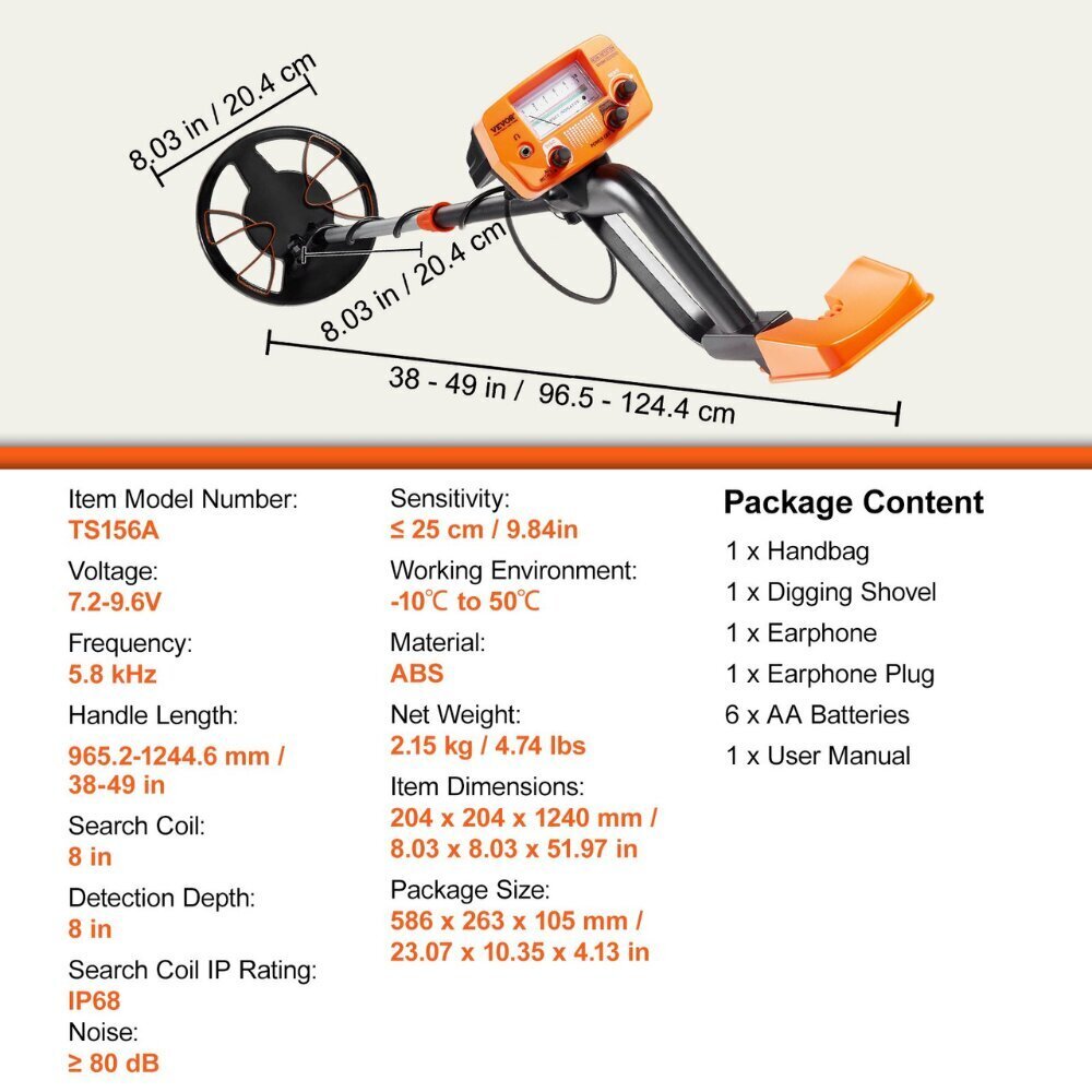 Dažfunkcionāls metāla detektors Vevor, 5 gab. cena un informācija | Rokas instrumenti | 220.lv