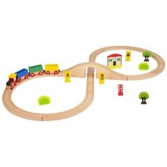 Koka vilciena komplekts Woomax 30 daļas, 4 gab. cena un informācija | Rotaļlietas zēniem | 220.lv
