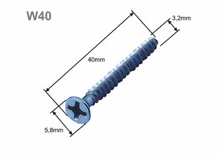 Stiprinājuma skrūves 40 mm kastēm W40 (50 gab.) cena un informācija | Stiprinājumi | 220.lv