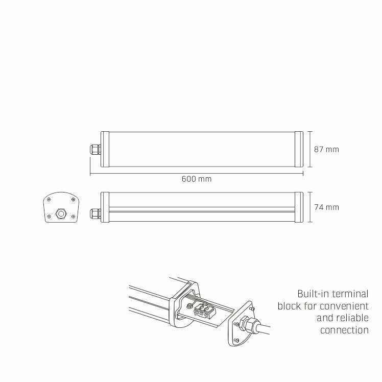 Tehniskais gaismeklis Videx LED 24W, 600mm cena un informācija | Griestu lampas | 220.lv