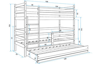 Bērnu gulta BMS44PRP, 80x190 cm, gaiši brūna/pelēka cena un informācija | Bērnu gultas | 220.lv