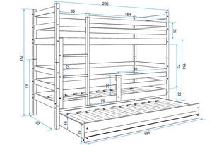 Bērnu gulta BMS45PRR, 90x200 cm, gaiši brūna/rozā cena un informācija | Bērnu gultas | 220.lv