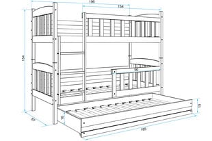 Bērnu gulta BMS46BZA, 80x190 cm, balta/zaļa cena un informācija | Bērnu gultas | 220.lv