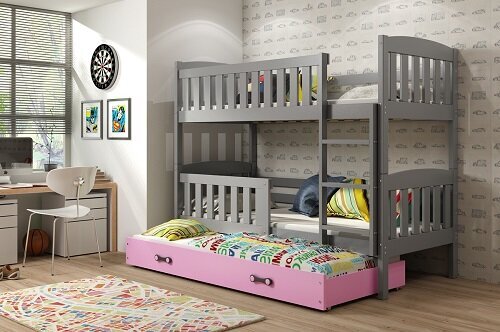 Bērnu gulta BMS46PR, 80x190 cm, pelēka/rozā цена и информация | Bērnu gultas | 220.lv