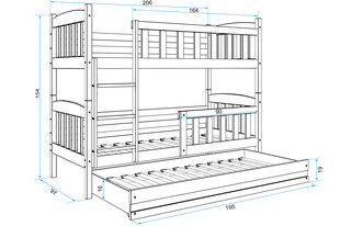 Bērnu gulta BMS47PRZA, 90x200 cm, gaiši brūna/zaļa cena un informācija | Bērnu gultas | 220.lv