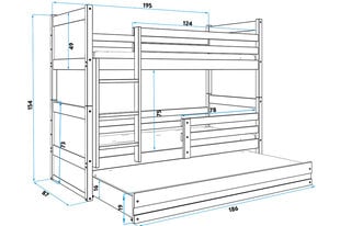 Детская кроватка BMS65P, 80x190 см, белый/серый цена и информация | Детские кровати | 220.lv