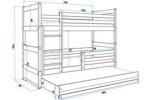 Детская кроватка BMS65R, 80x190 см, белый/розовый цена и информация | Детские кровати | 220.lv