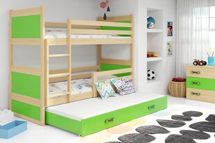 Bērnu gulta BMS67ZA, 80x190 cm, gaiši brūna/zaļa cena un informācija | Bērnu gultas | 220.lv