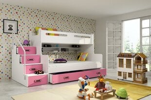 Bērnu gulta BMS187R, 90x200 cm, balta/rozā cena un informācija | Bērnu gultas | 220.lv