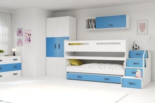 Bērnu gulta BMS190ZI, 80x200 cm, balta/zila cena un informācija | Bērnu gultas | 220.lv
